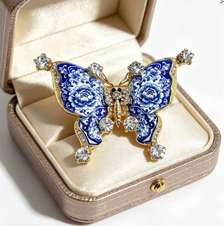 Jewelled & Enamel Chinoiserie Butterfly Brooch