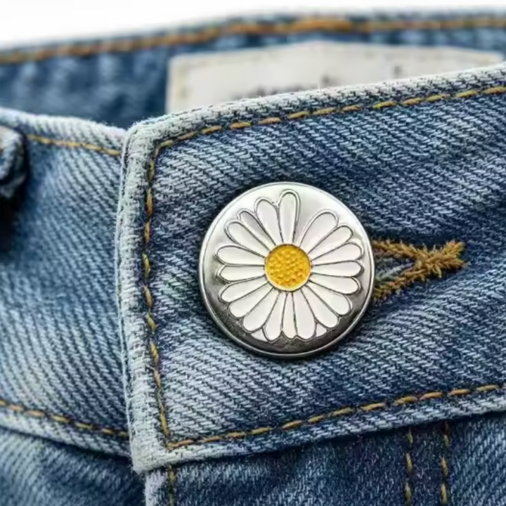 Adjustable Jean Button Silver Flower Repair Kit - Mending is better than ending!