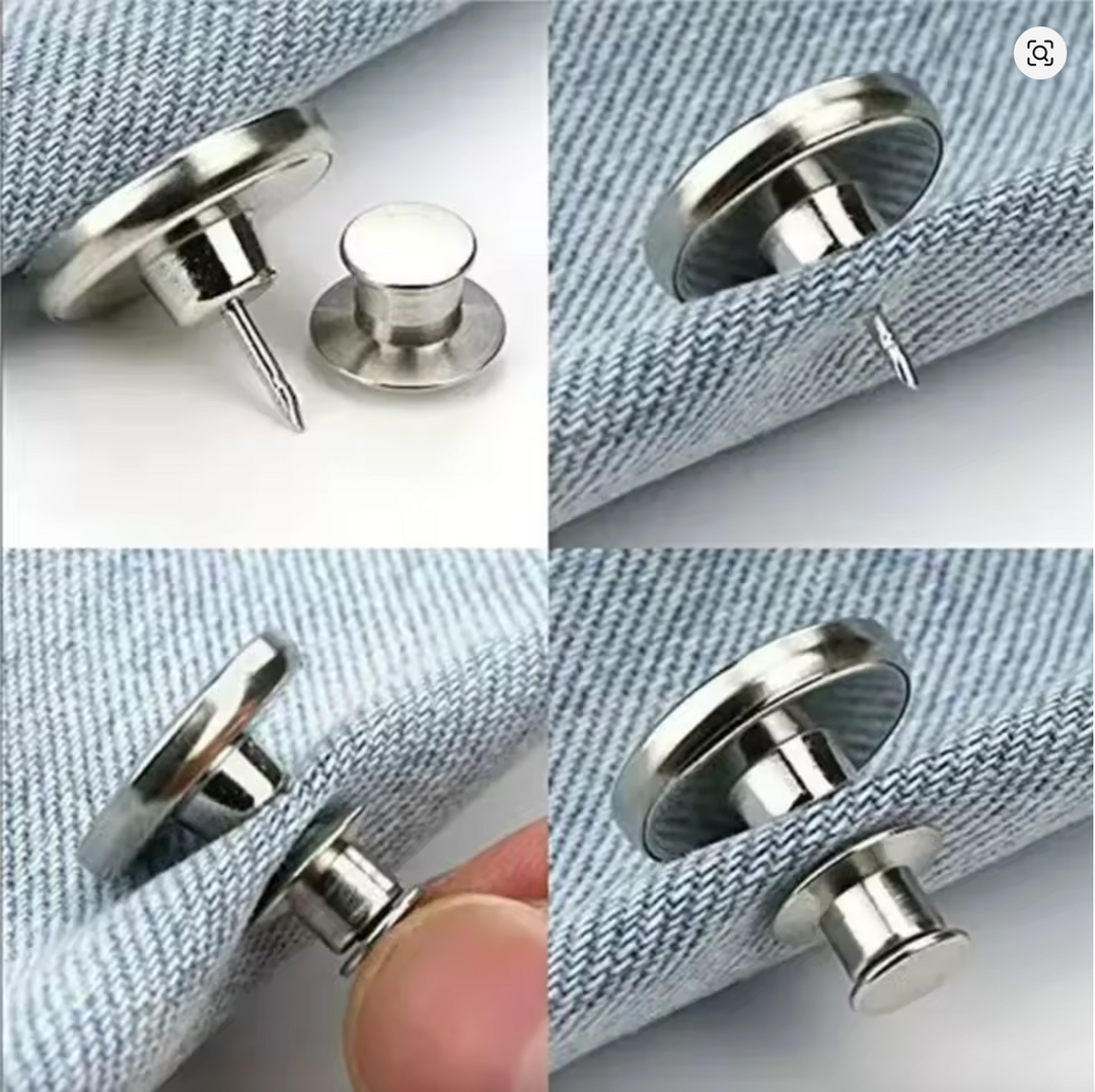 Adjustable Jean Button Silver Flower Repair Kit - Mending is better than ending!