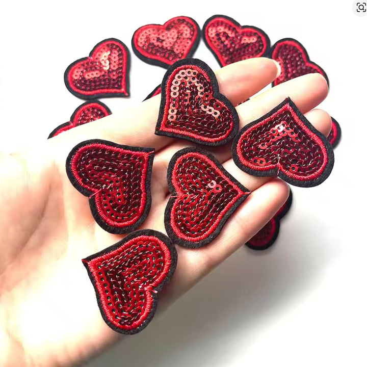 Small Sequin Heart  - Iron On Patch