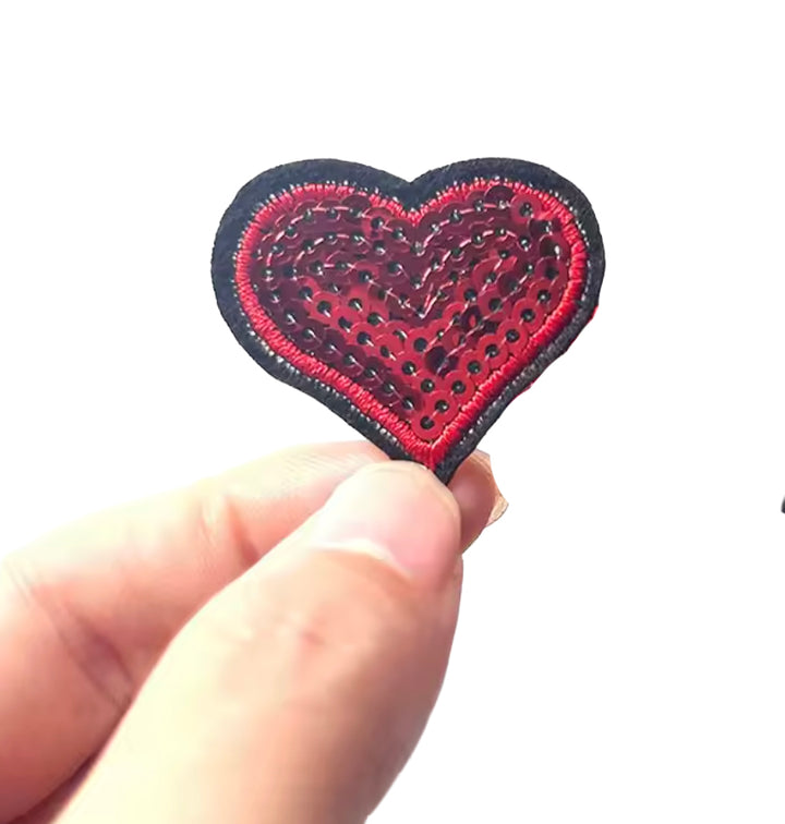 Small Sequin Heart  - Iron On Patch