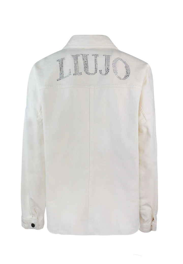 NEW - Liu-Jo Italian Ivory Crystal Logo Shirt/Jacket - Size M/L