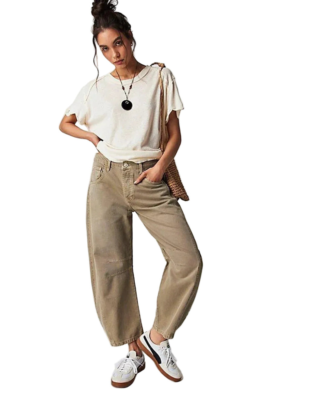 NWT- Free People 'Good Luck' Mid Rise Barrel Jeans - Size 27L