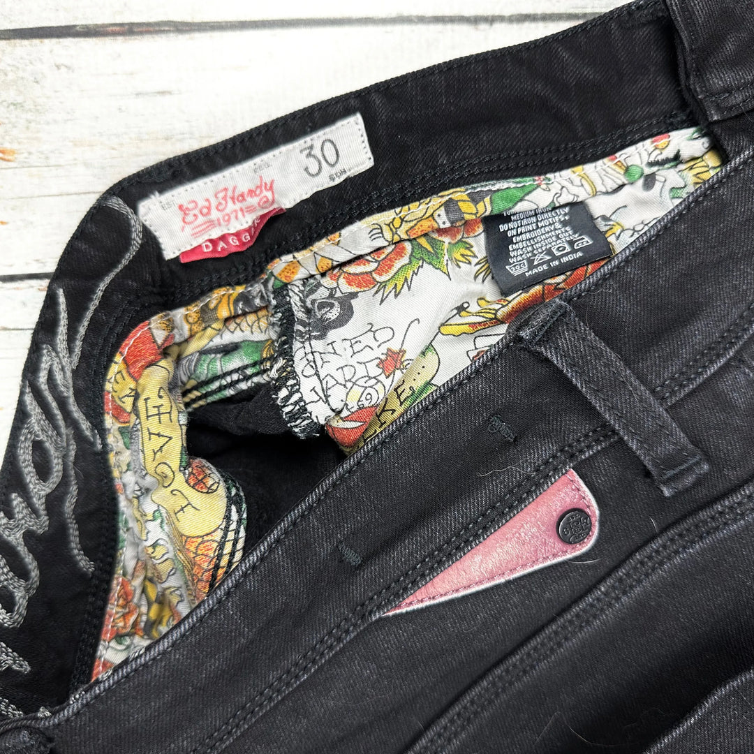 Ed Hardy Mens Black Punk's Not Dead 'Dagger' Jeans - Size 30 - Jean Pool