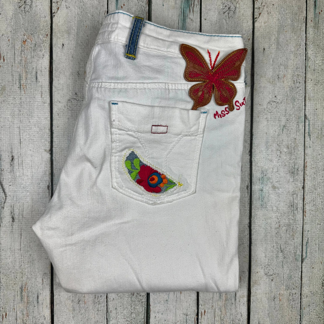 Miss Sixty White Flower Applique Slim Fit Jeans -Size 28 - Jean Pool