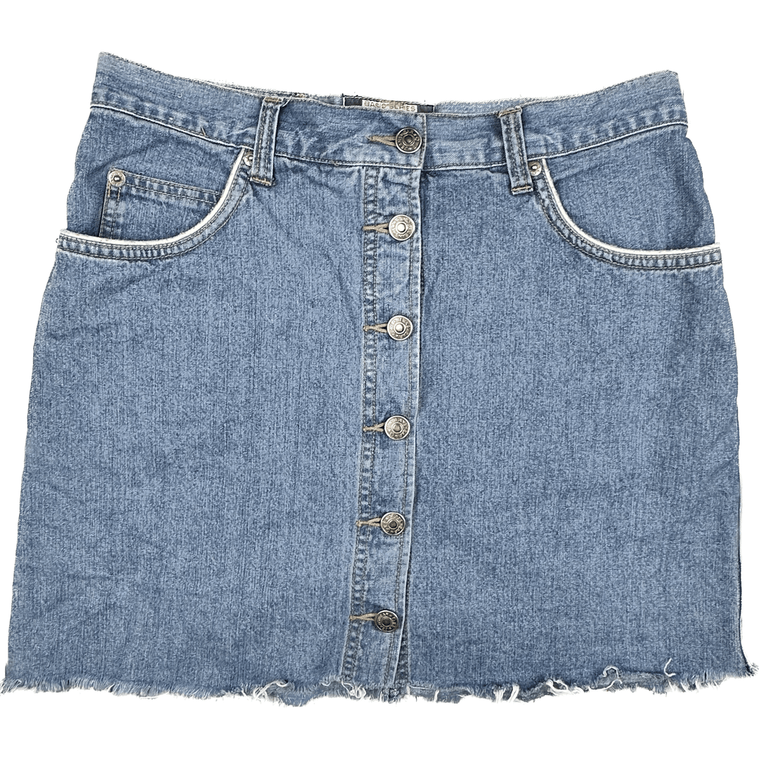 Vintage 90's Oke Button front Denim Skirt - Suit Size 10 - Jean Pool