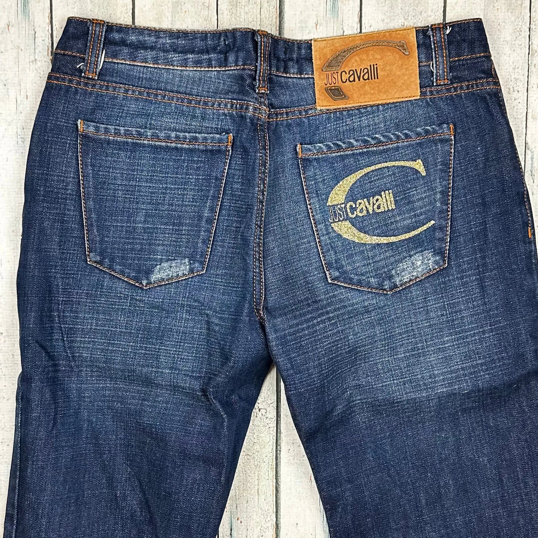 Just Cavalli Italian Ladies Distressed Boot Cut Jeans Size 30