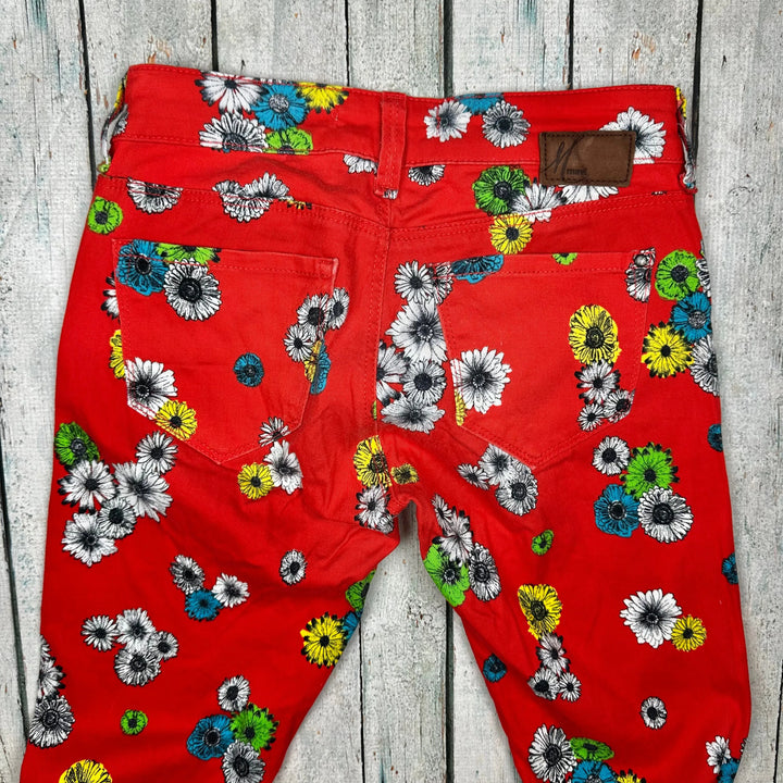 Mavi 'Serena' Red Floral Skinny Jeans -Size 27/32 - Jean Pool