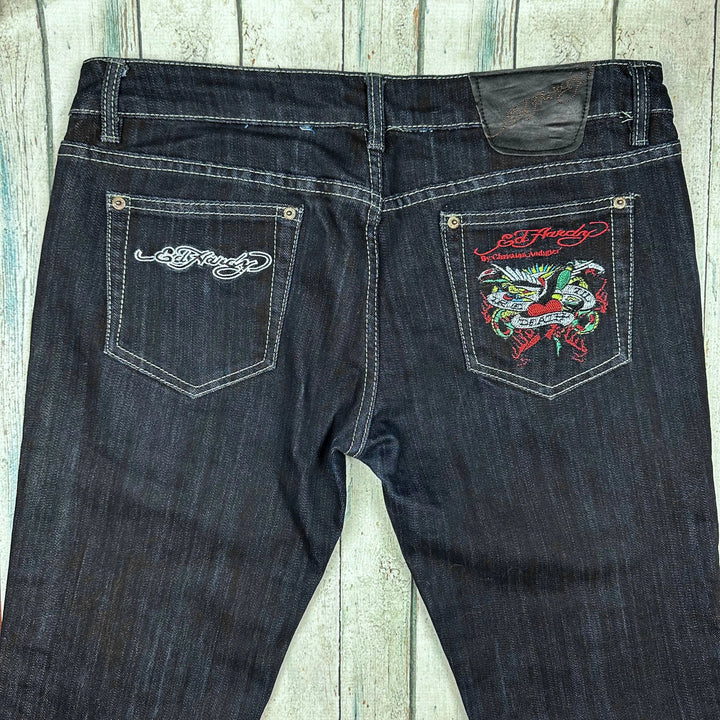 Ed Hardy 'Till Death' Tattoo Denim Jeans - Size 34 - Jean Pool