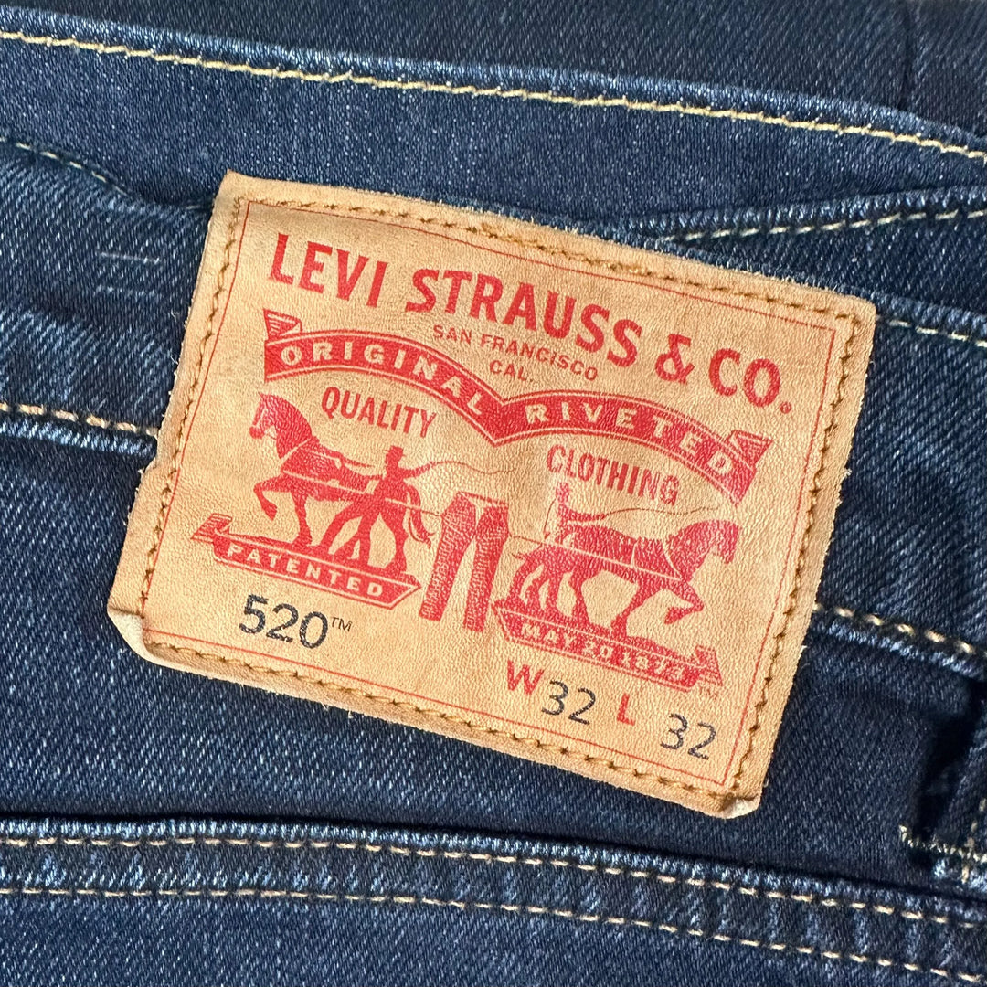 Levis 520 Mens Stretch Tapered Jeans - Size 32S - Jean Pool
