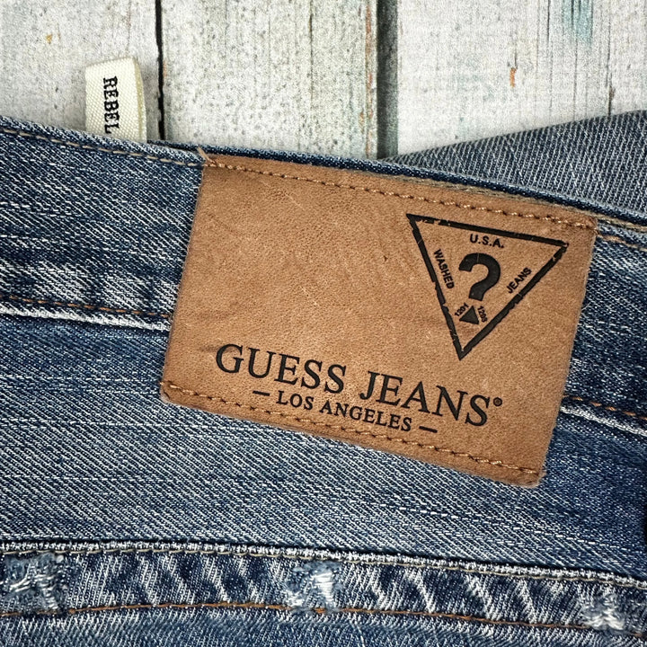 Guess Mens ' Rebel' Regular Straight Leg Jeans - Size 34 - Jean Pool