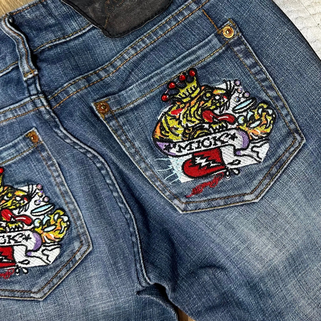 Ed Hardy ‘Mick’ Crystal Tattoo Print Ladies Jeans - Size 28 - Jean Pool