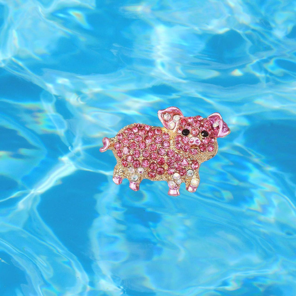 Jewelled Pink Pig Brooch - Jean Pool