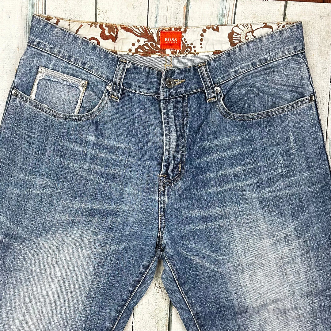 Hugo Boss Mens Vintage Wash Straight Jeans - Size 34/34 - Jean Pool