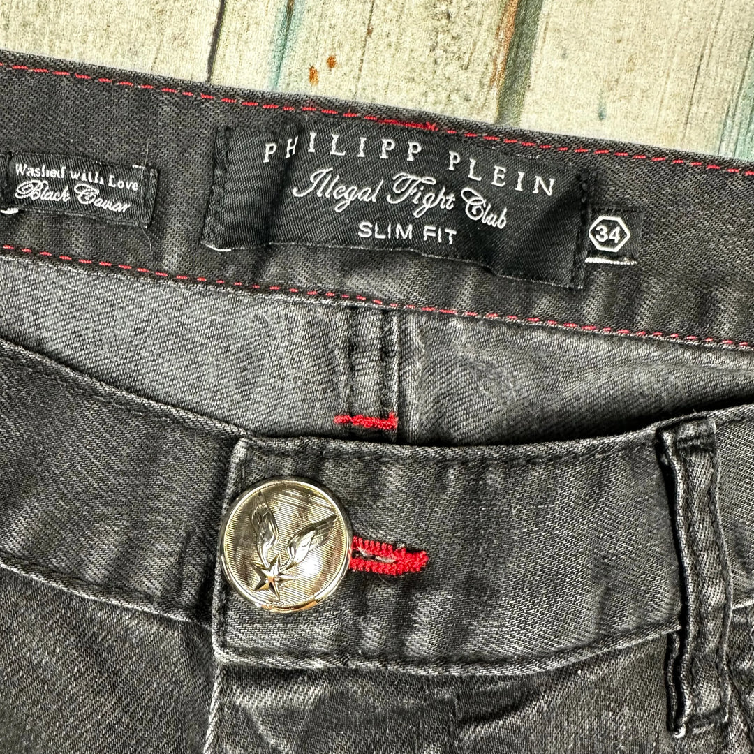 Philipp Plein Mens Illegal Fight Club Slim Fit Jeans -Size 34 - Jean Pool