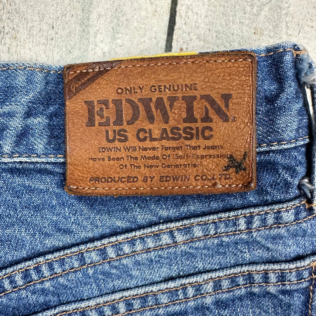 Edwin Ladies Fray Hem Denim Shorts - Suit Size 6/7 - Jean Pool