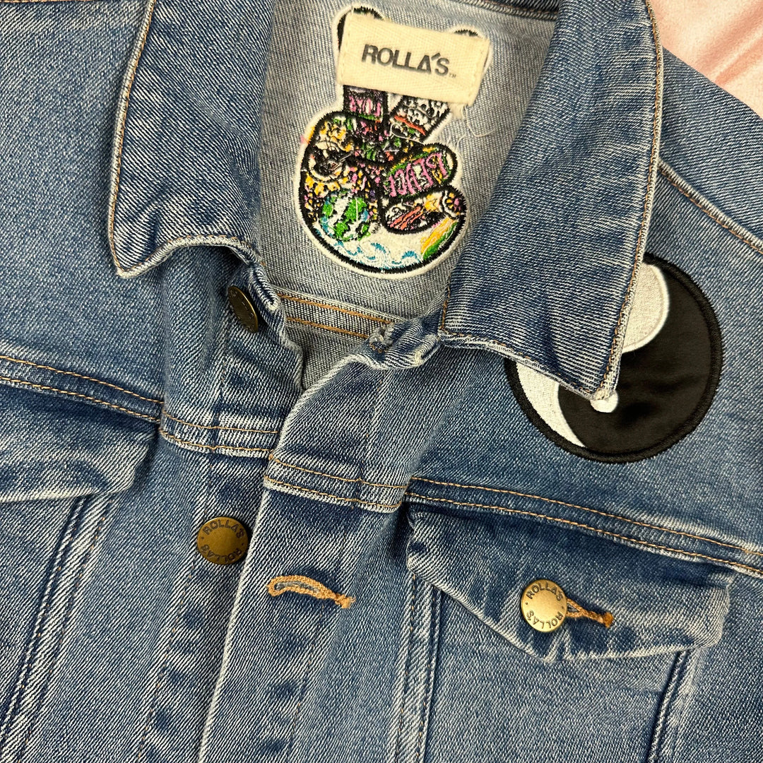 Rollas Ladies Retro Embroidered Denim Jacket - Size S - Jean Pool