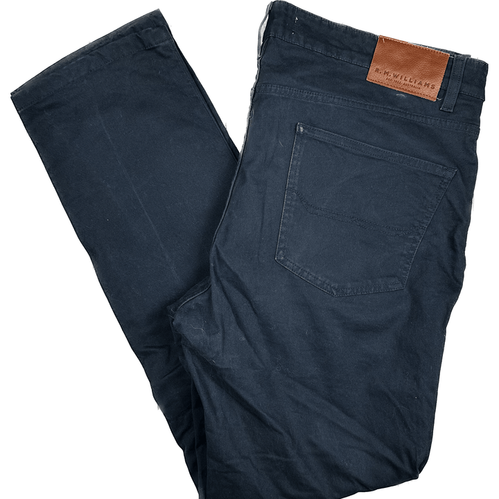 R.M. Williams Mens Navy Straight Stretch Jeans- Size 38R - Jean Pool