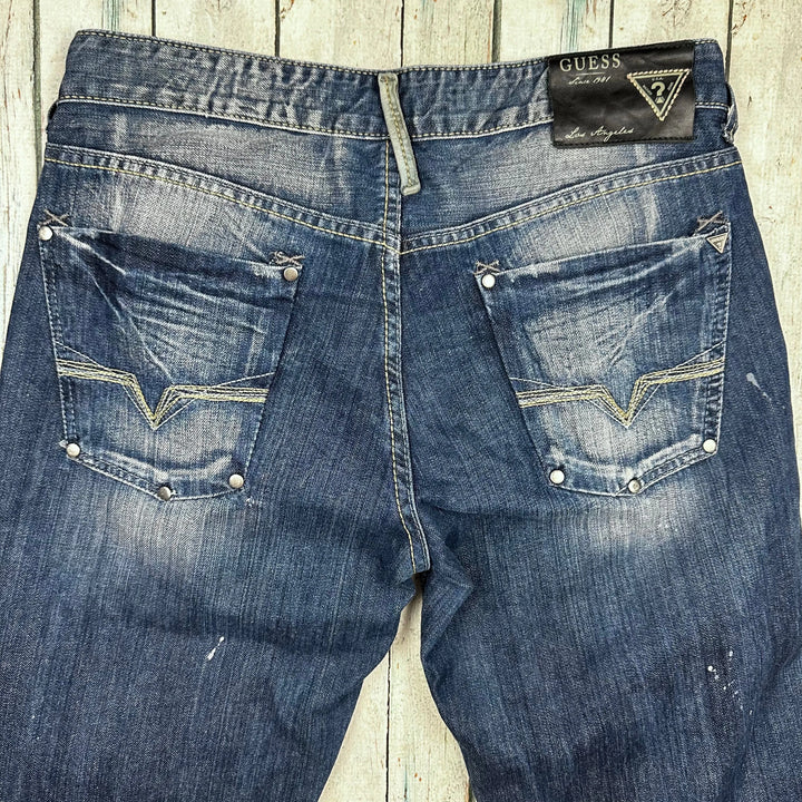 Guess Mens 'Falcon' Boot Flare Distressed Jeans - Size 32/34 - Jean Pool