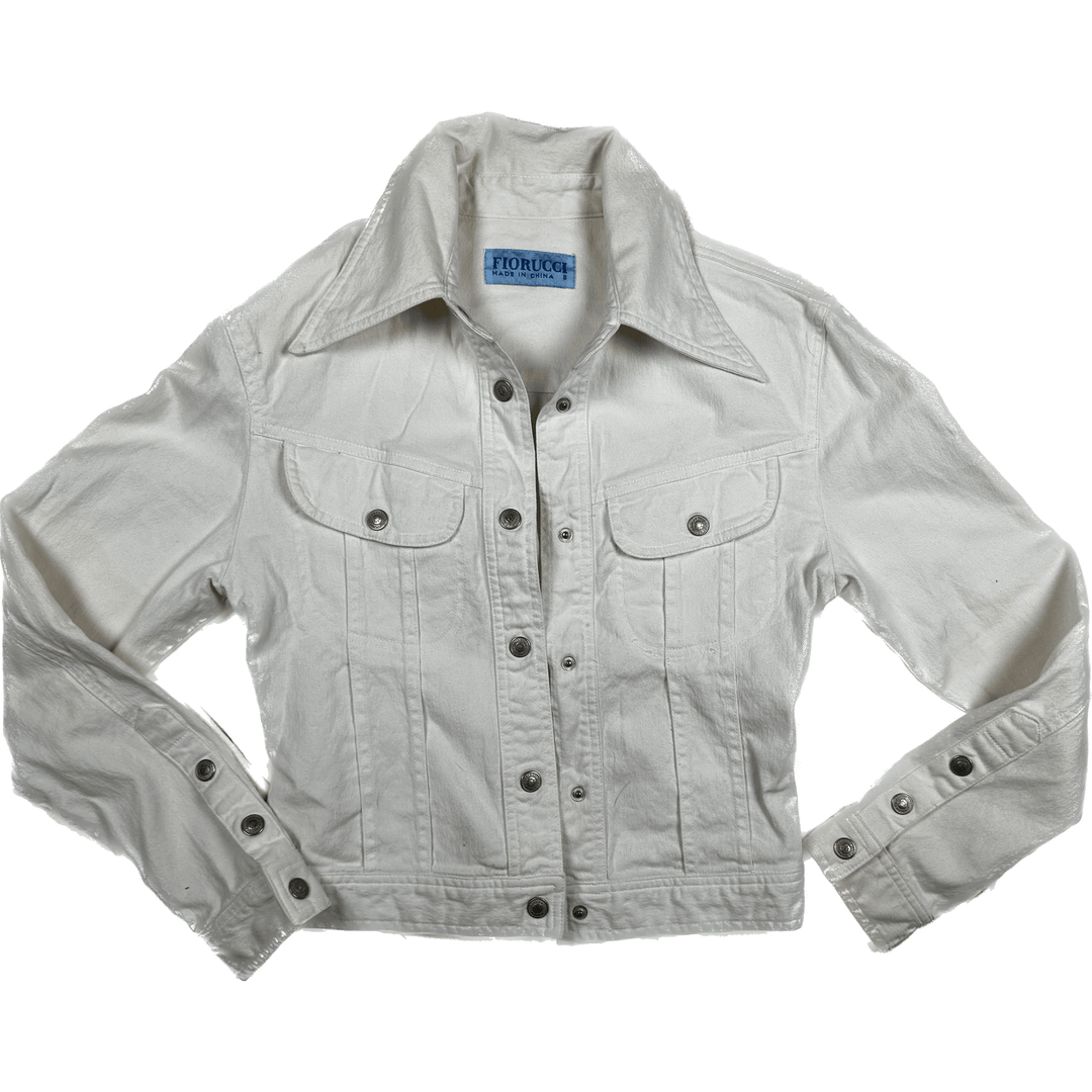 Fiorucci Vintage Y2K White Denim Jacket - Size S - Jean Pool
