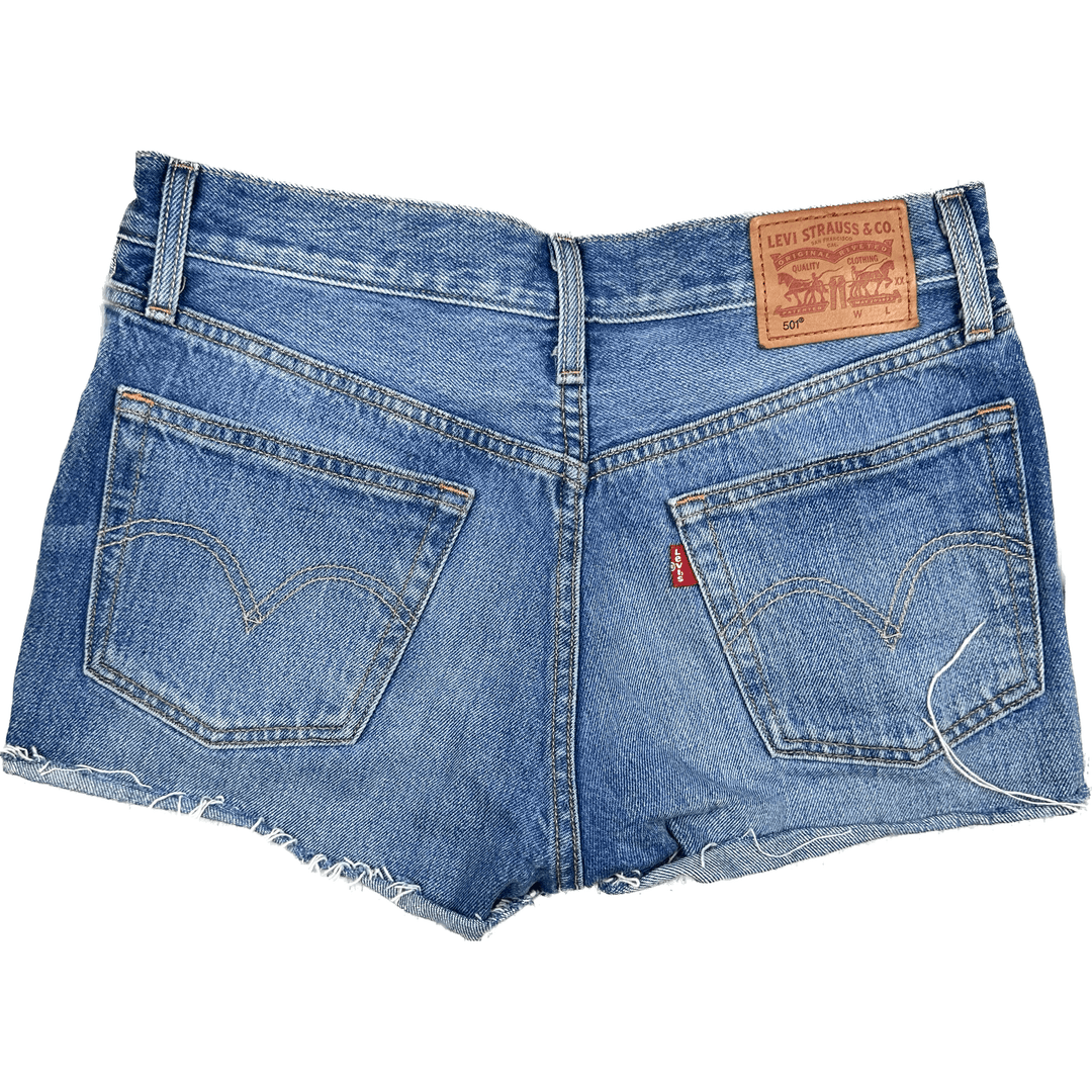 Levis 501 Ladies Distressed Denim Shorts - Size 24 - Jean Pool