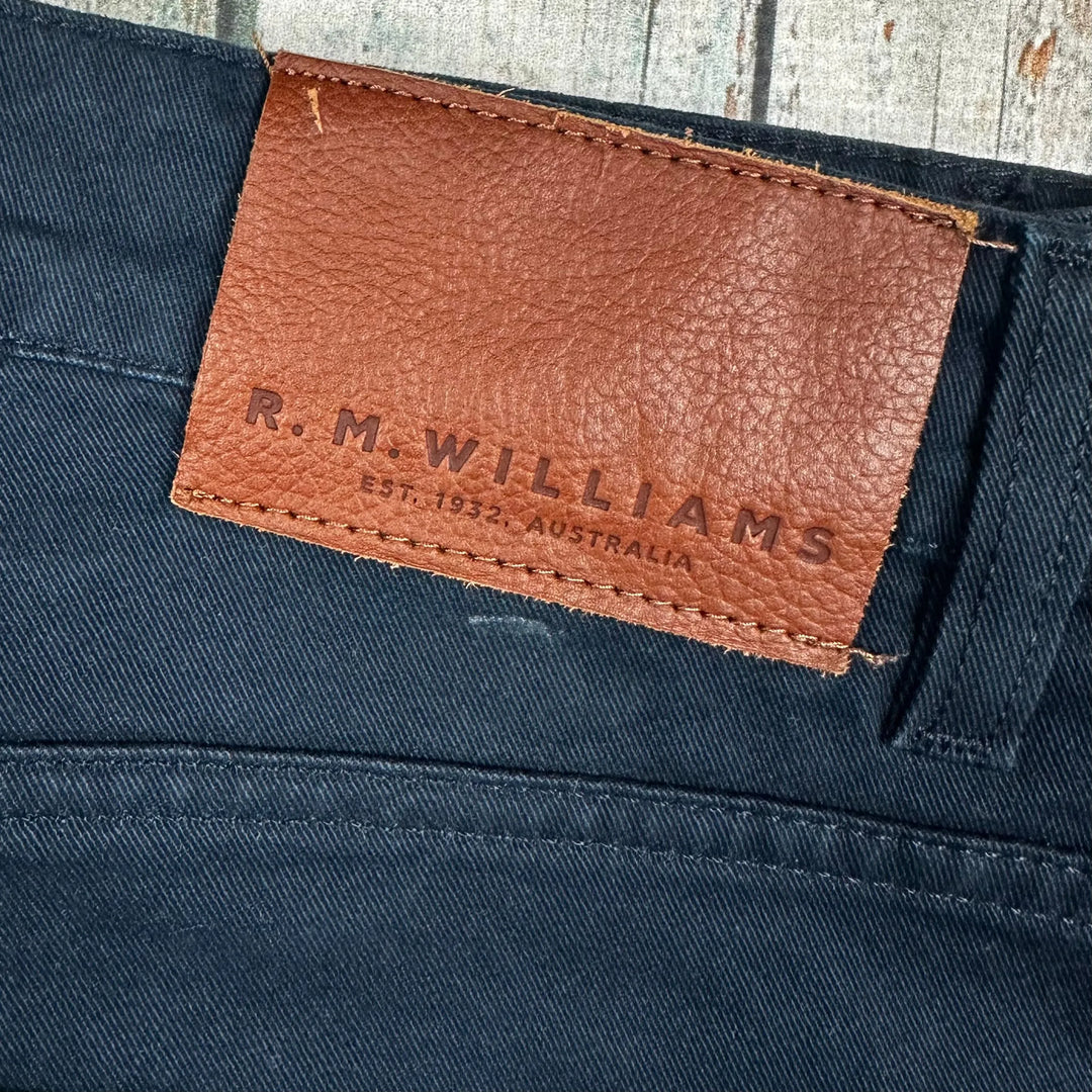 R.M. Williams Mens Navy Straight Stretch Jeans- Size 38R - Jean Pool