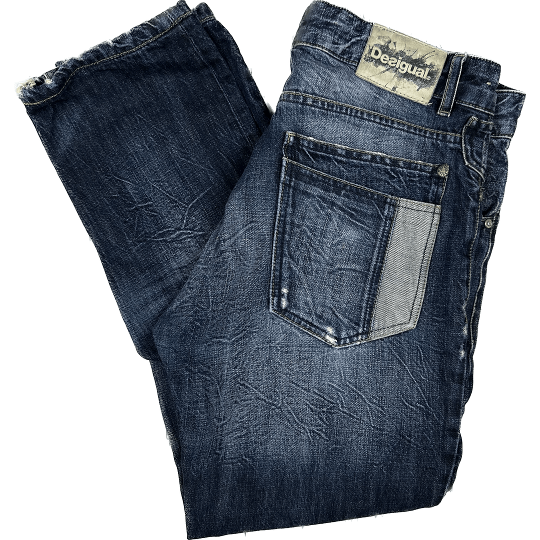 Desigual Distressed Slim Straight Jeans -Size 34" - Jean Pool