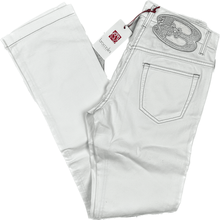 NWT - Braccialini Italian Denim White Jeans- Suit Size 28 - Jean Pool