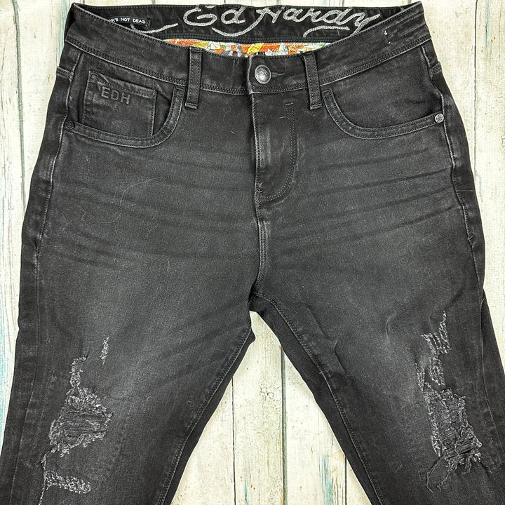 Ed Hardy Mens Black Punk's Not Dead 'Dagger' Jeans - Size 30 - Jean Pool