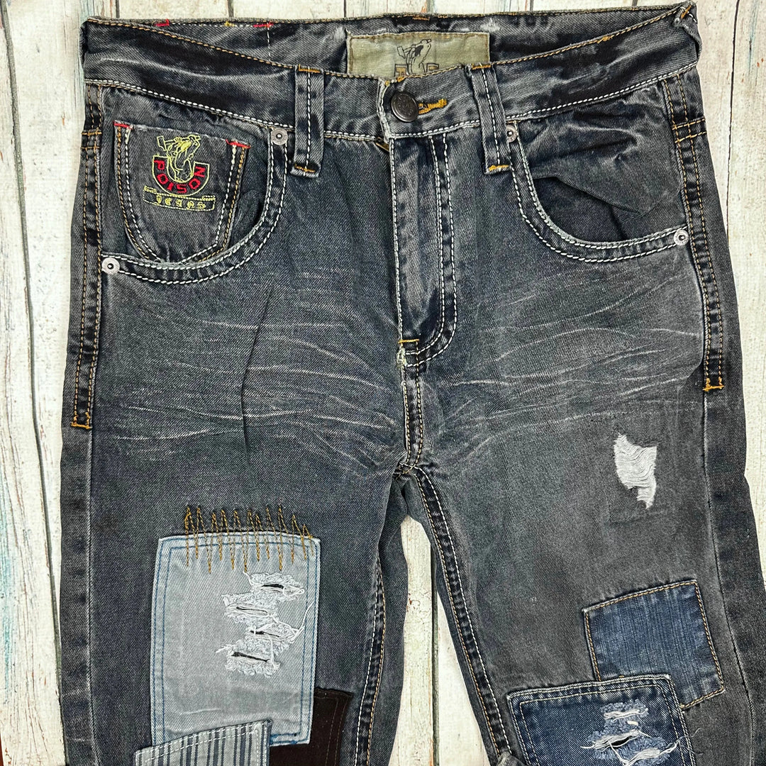 Poison Jeans Mens Patched & Distressed Jeans - Size 32 - Jean Pool