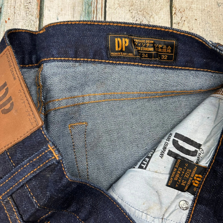 Mens Indigo DP Premium Black Label 'D505' Slim Fit Jeans - Size 34/32 - Jean Pool