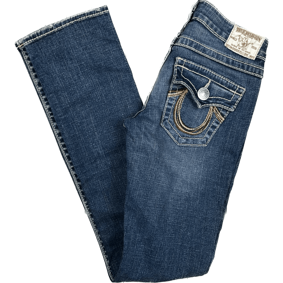 True Religion 'Rainbow Billy' Logo Flap Pocket Jeans- Size 25 - Jean Pool