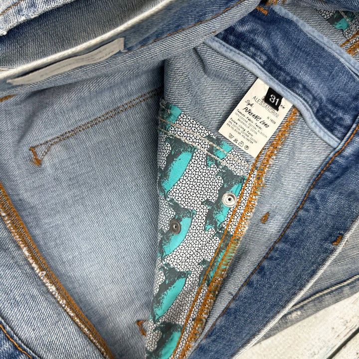 NWT -Daniele Alessandrini Italian '24 Beers' Distressed Jeans - 31 - Jean Pool