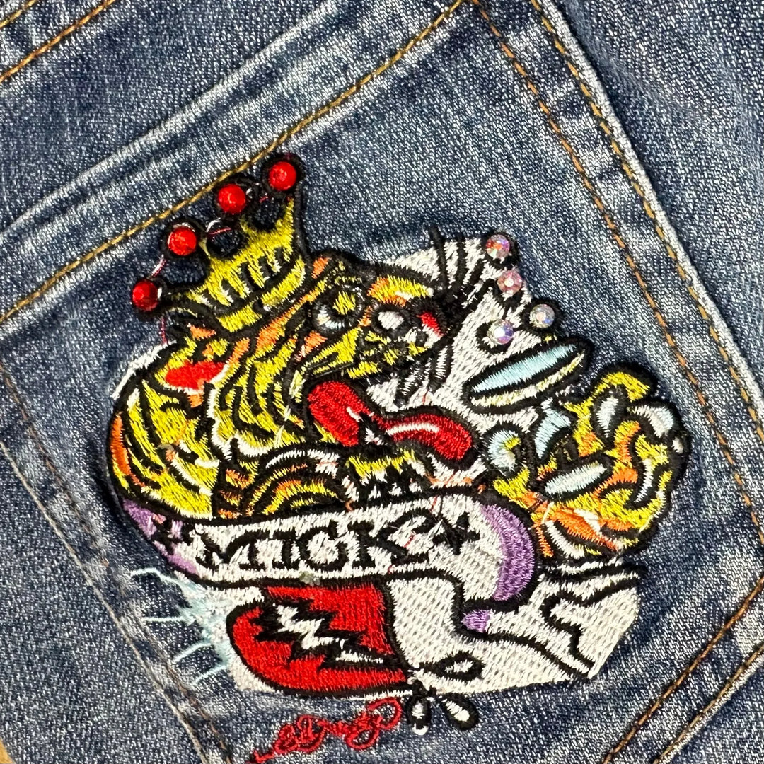 Ed Hardy ‘Mick’ Crystal Tattoo Print Ladies Jeans - Size 28 - Jean Pool