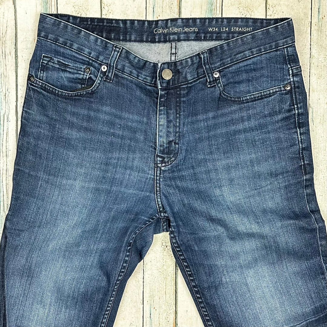 Calvin Klein Slim Straight Dark Wash Jeans - Size 34/34 - Jean Pool