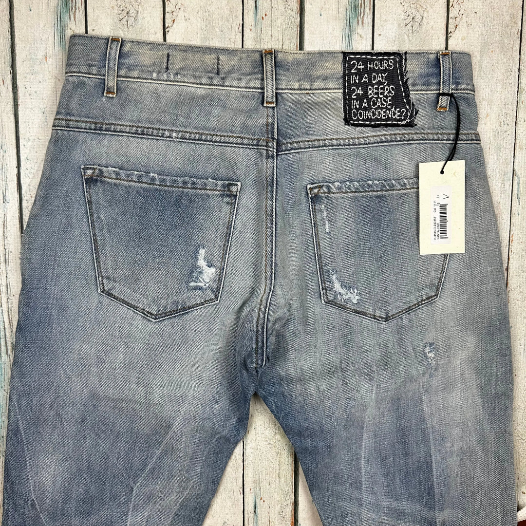 NWT -Daniele Alessandrini Italian '24 Beers' Distressed Jeans - 31 - Jean Pool