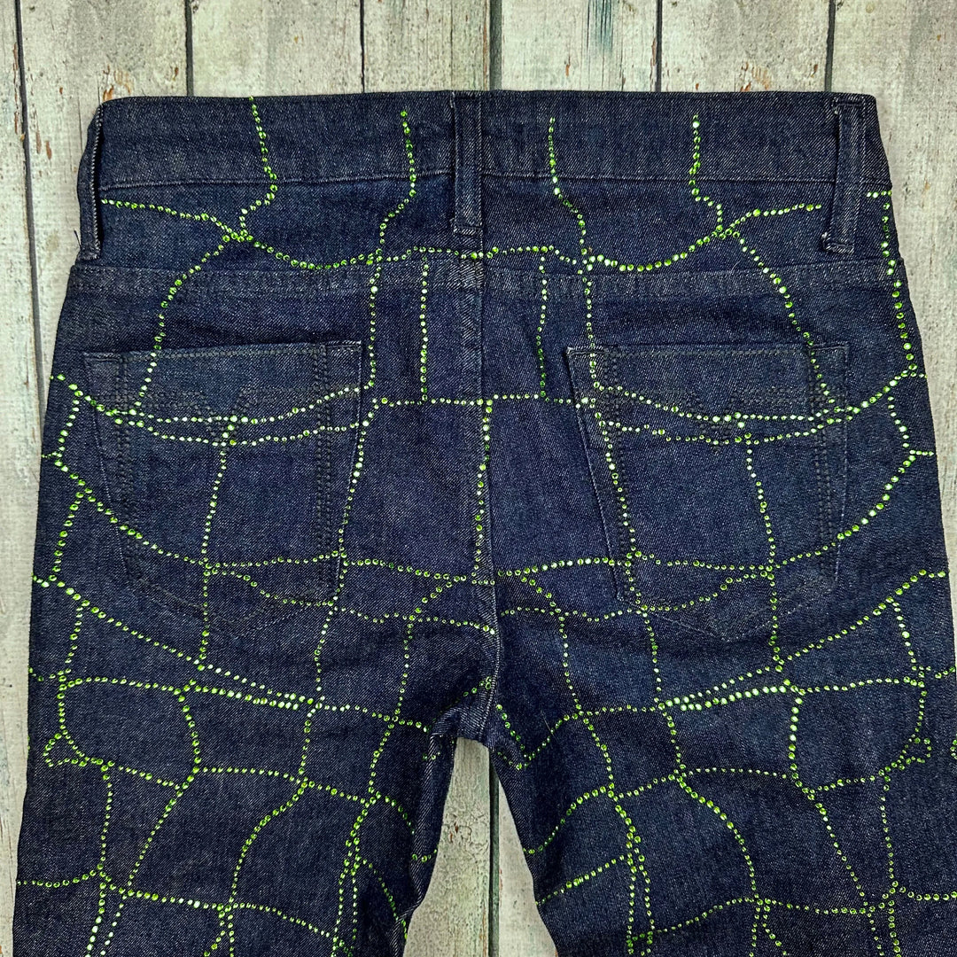 Versace Collection Slim Lime Crystal Jeans - Size 26 ( 8AU) - Jean Pool