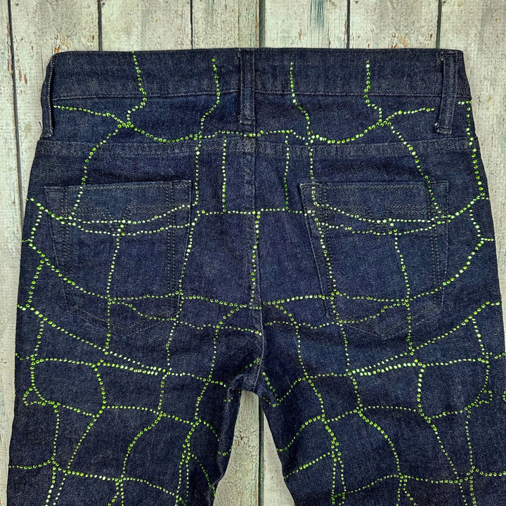 Versace Collection Slim Lime Crystal Jeans - Size 26 ( 8AU) - Jean Pool