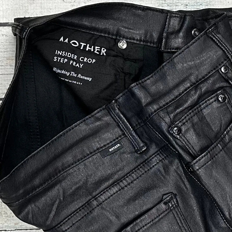 Mother 'The Insider Crop' Coated Black Stretch Jeans - Size 28 - Jean Pool