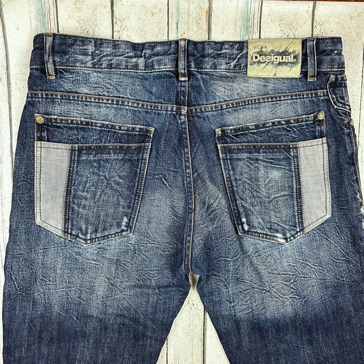 Desigual Distressed Slim Straight Jeans -Size 34" - Jean Pool