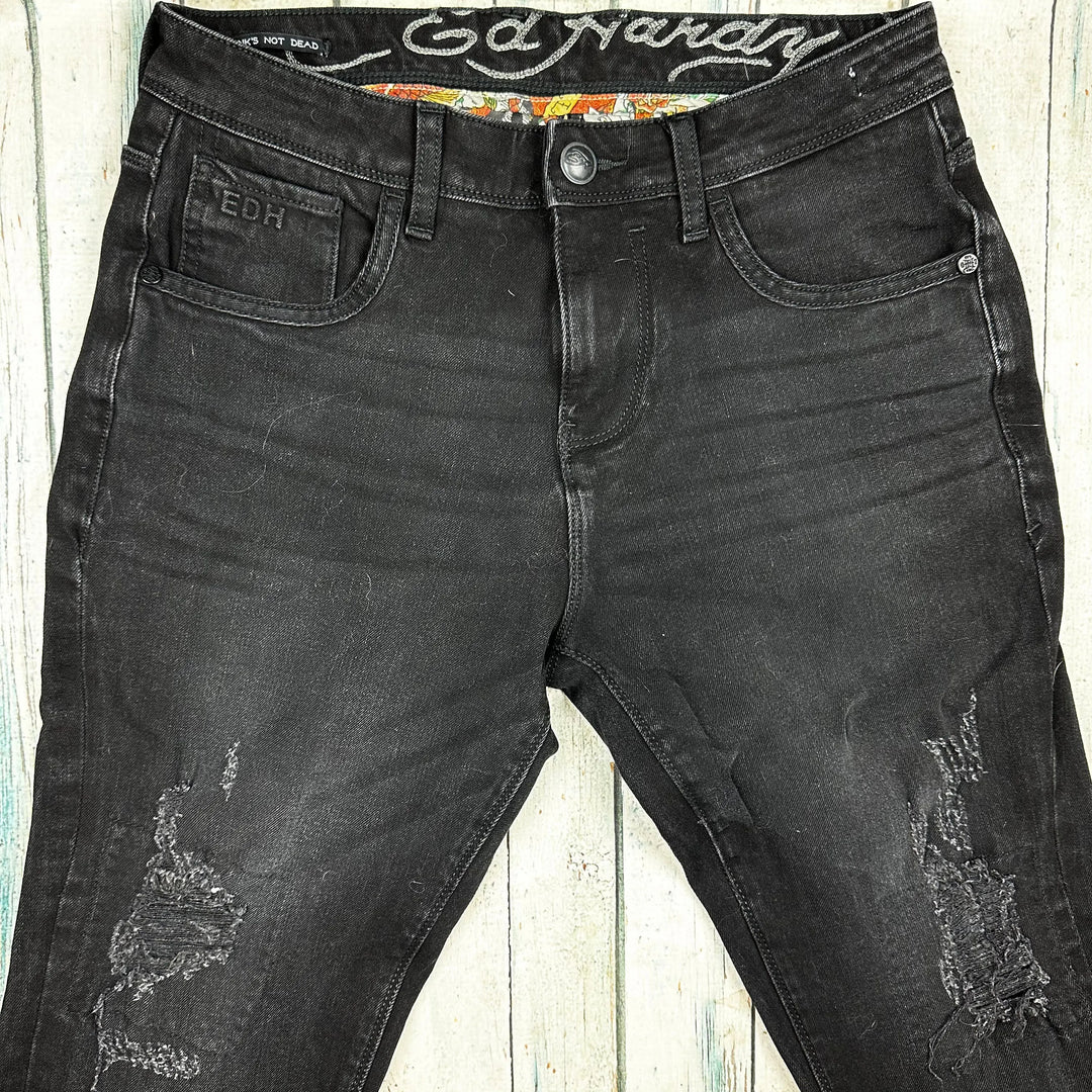 Ed Hardy Mens Black Punk's Not Dead 'Dagger' Jeans - Size 30 - Jean Pool