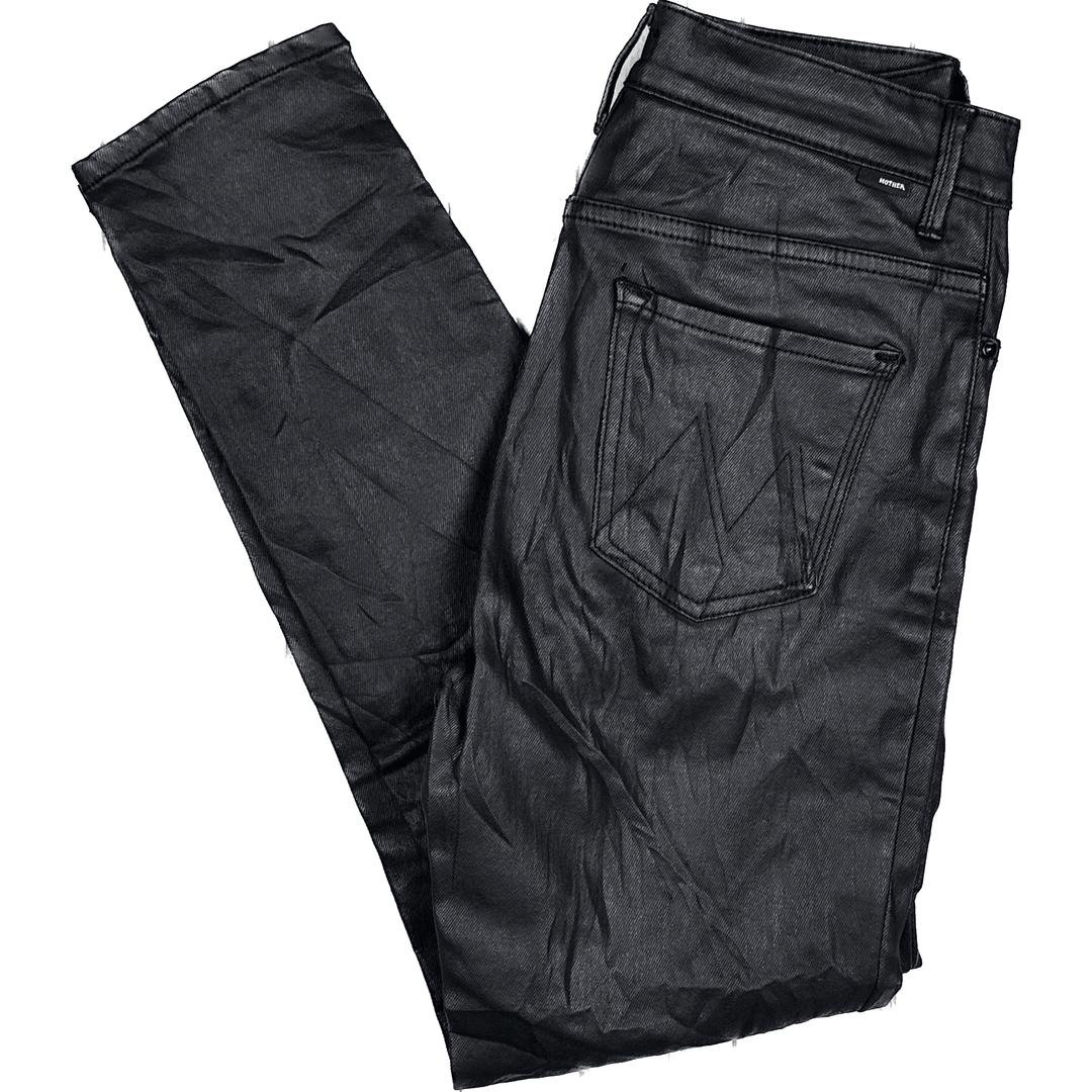 Mother 'The Insider Crop' Coated Black Stretch Jeans - Size 28 - Jean Pool