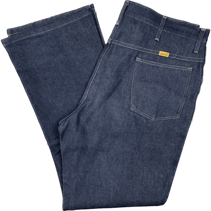 NEW- Rustler USA Made Blue Denim Boot Cut Jeans -Size 38/30 - Jean Pool