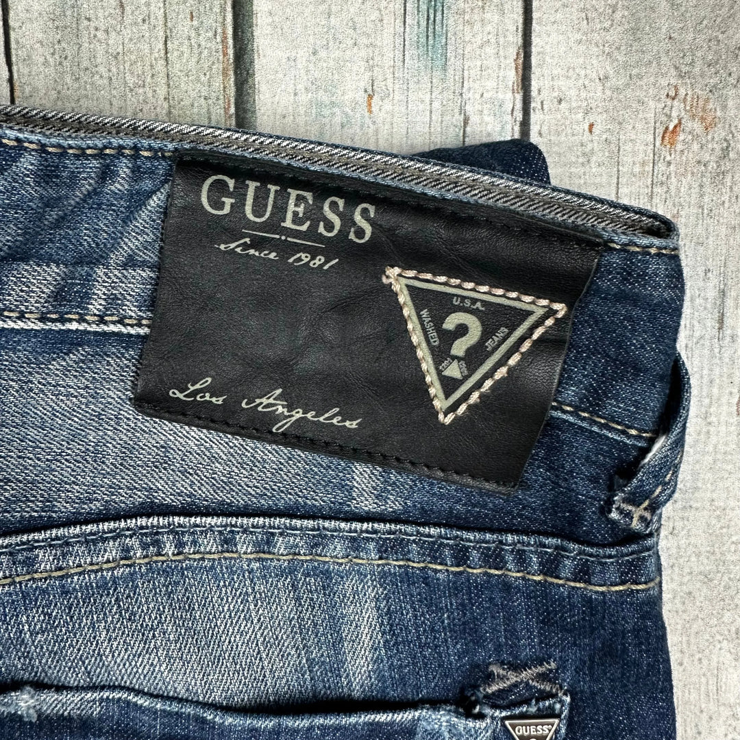 Guess Mens 'Falcon' Boot Flare Distressed Jeans - Size 32/34 - Jean Pool