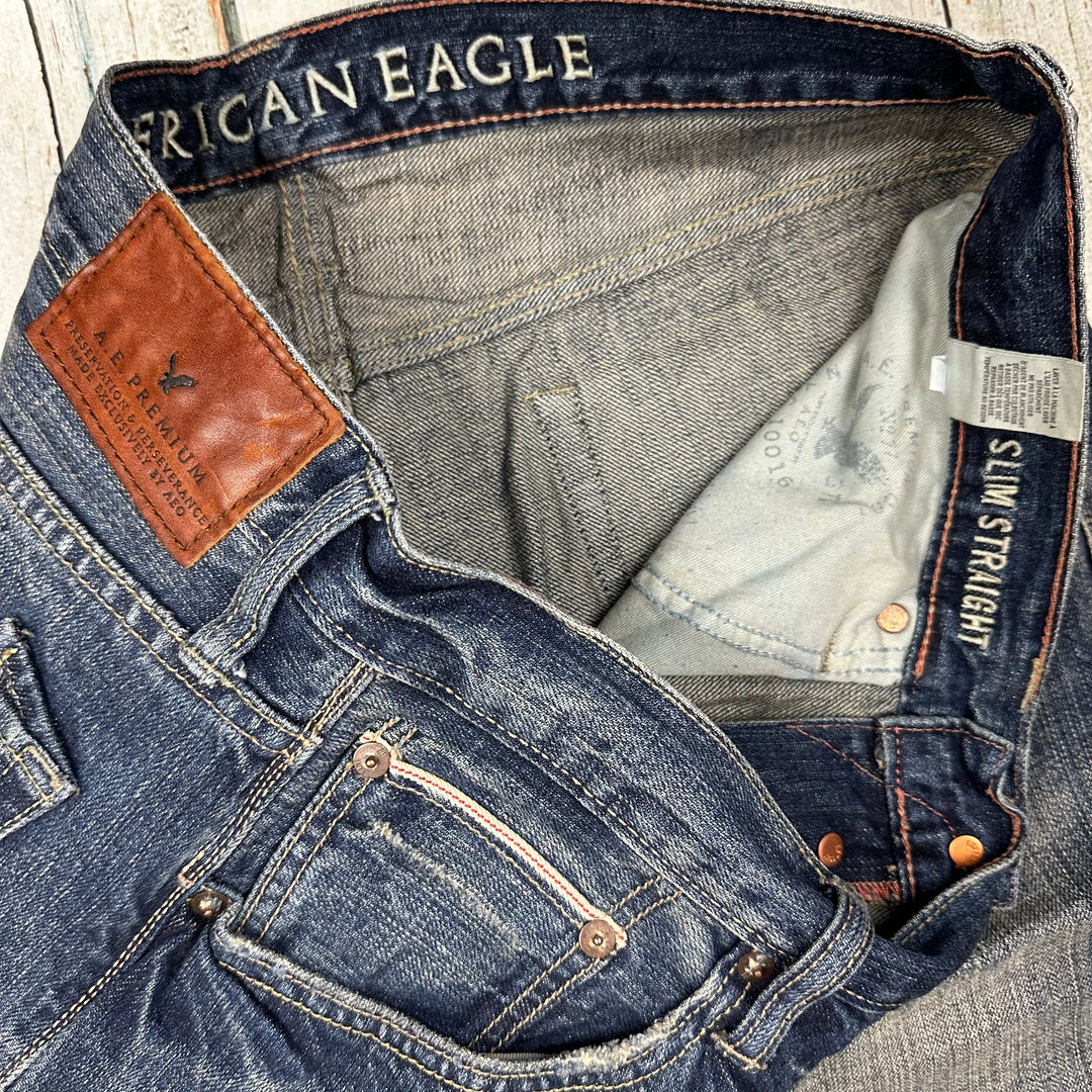 American Eagle Slim Straight Selvedge Jeans - Size 34/30 - Jean Pool