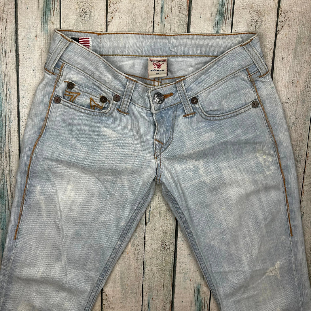 True Religion 'Carrie' Distressed Low Rise Flares- Size 25 - Jean Pool