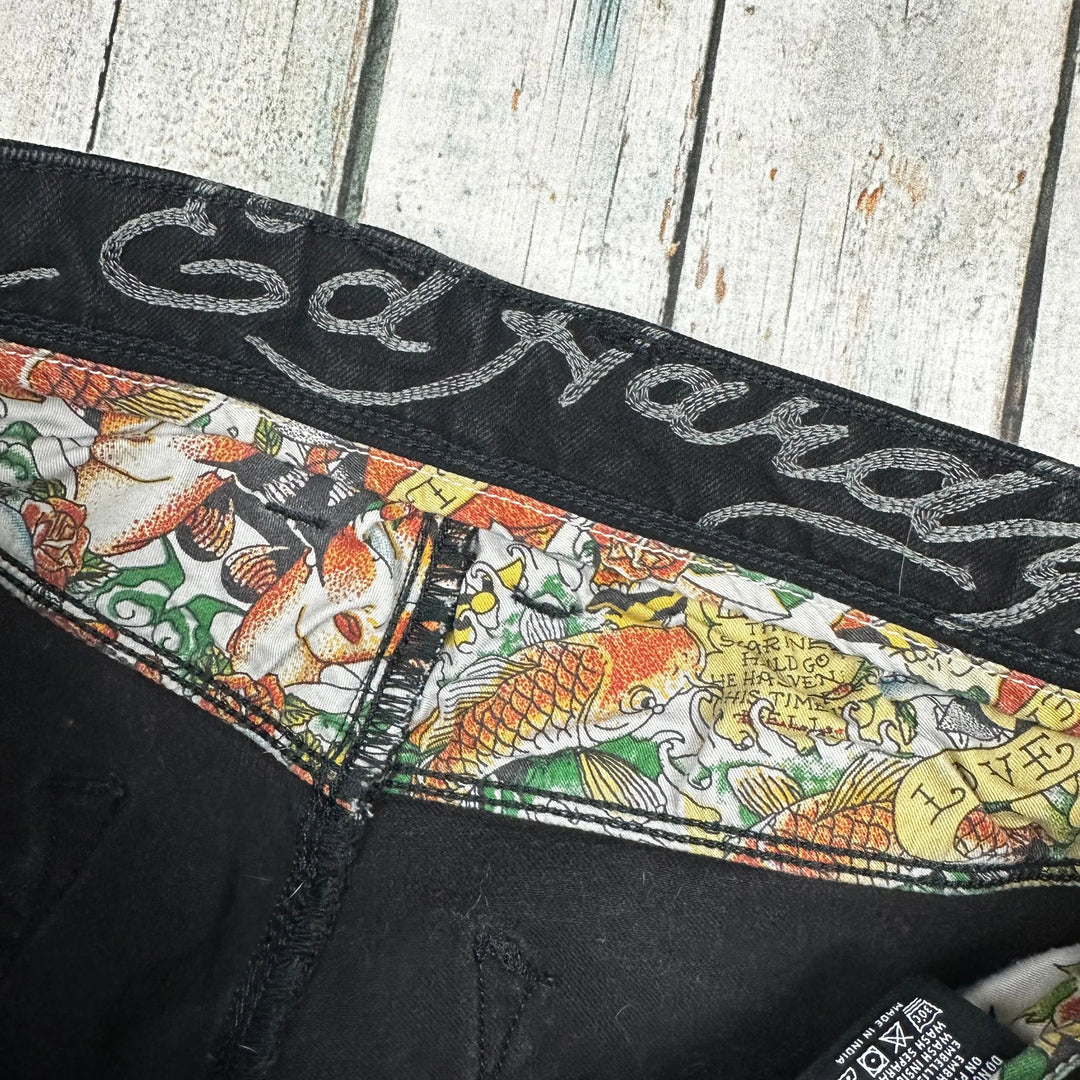 Ed Hardy Mens Black Punk's Not Dead 'Dagger' Jeans - Size 30 - Jean Pool