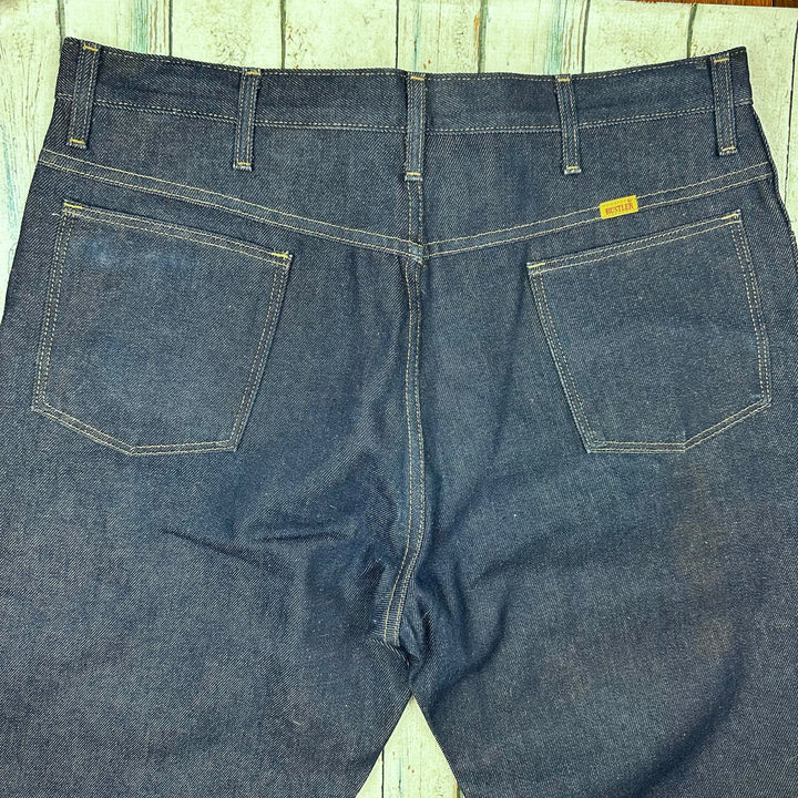 NEW- Rustler USA Made Blue Denim Boot Cut Jeans -Size 38/30 - Jean Pool