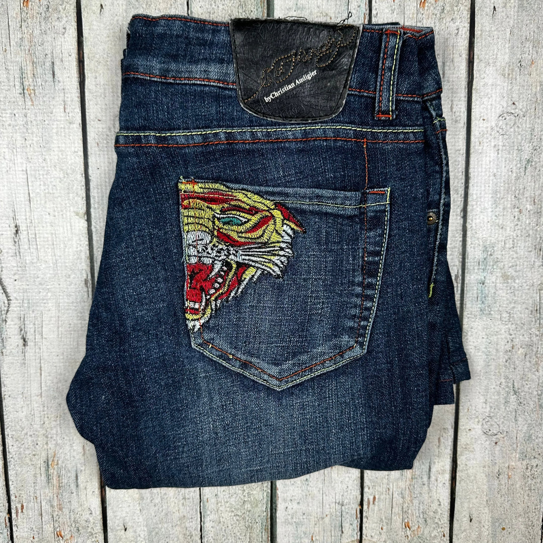 Ed Hardy Tiger Pocket Embroidered Tattoo Jeans - Size 31 - Jean Pool