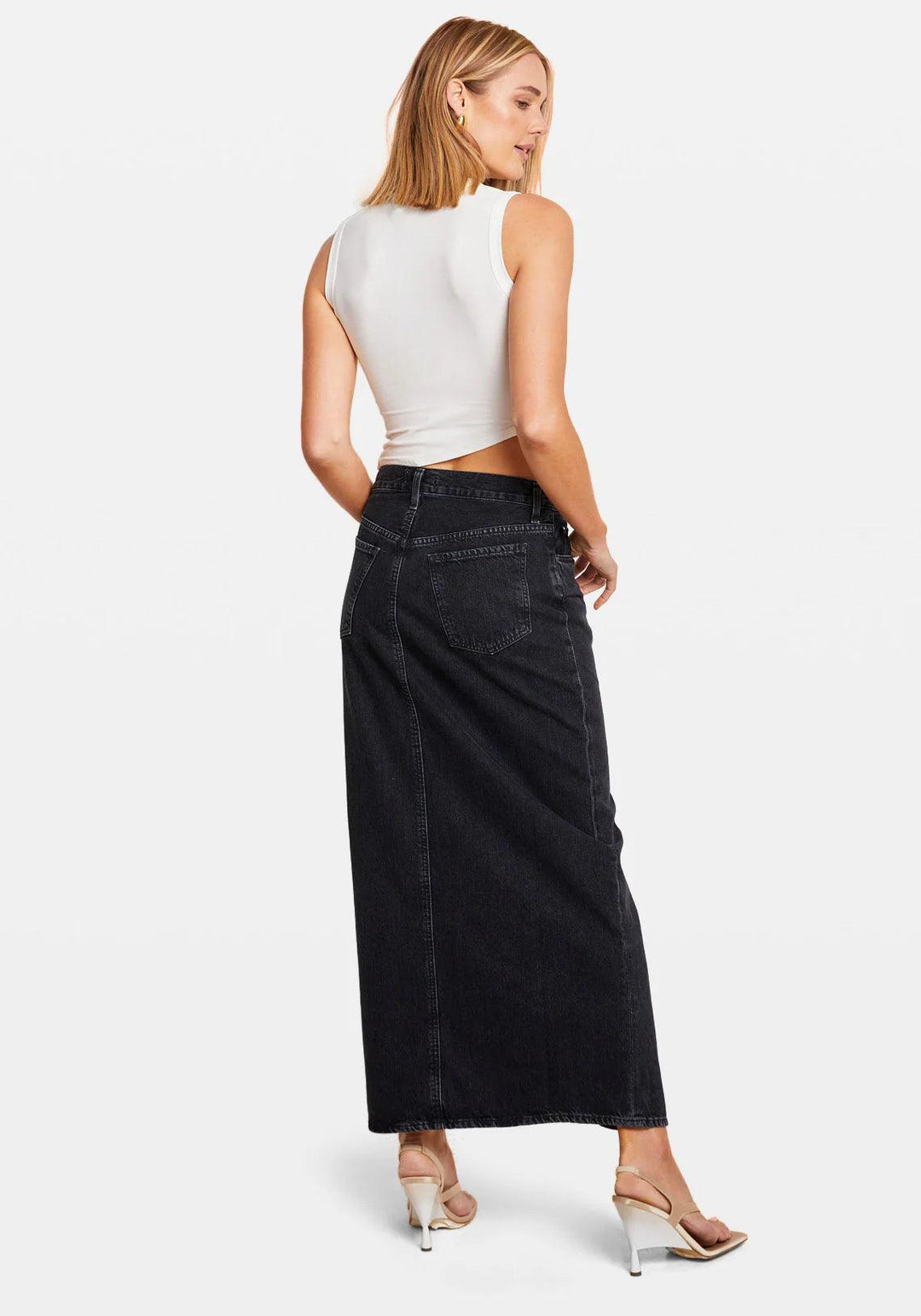 AGOLDE 'Leif Skirt' Vintage Wash Denim Maxi Skirt - Size 28